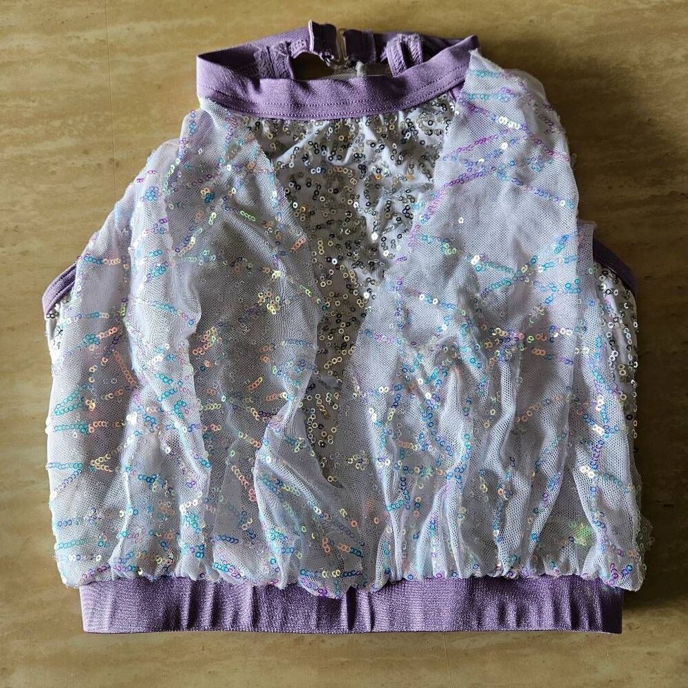 Weissman NWOT child large dance top purple sequin jazz tap solo NO TAGS